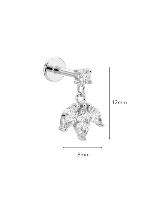 Kolczyk do piercingu labret, wiszące kryształki, stal ST16015S00