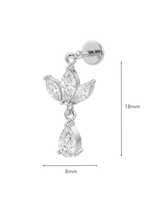 Kolczyk do piercingu labret, wiszące kryształki, stal ST16055S00