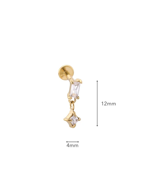 Kolczyk do piercingu labret, wiszące kryształki, stal pozłacana ST15976Z00