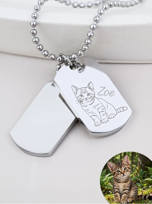 Naszyjnik męski z grawerem w stylu Line art, stal W-1-S310496S00