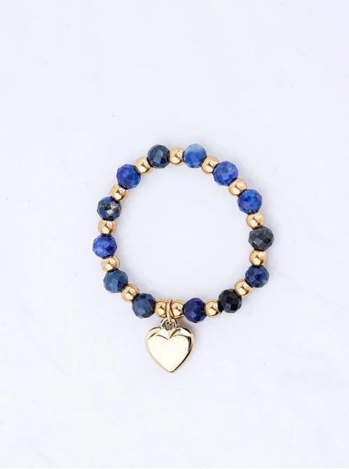 Pierścionek serduszko, Lapis Lazuli, stal pozłacana S416142Z00