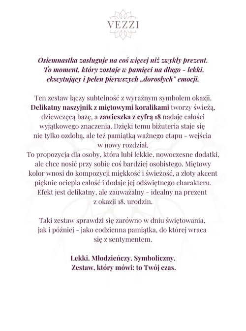 Zestaw Biżuterii Eighteen & Elegant