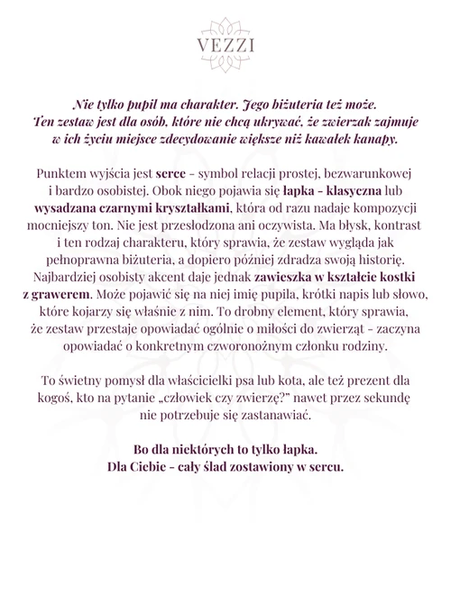 Zestaw biżuterii Black Paw Charm z możliwością grawerowania ZG00014M00