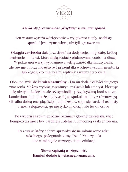 Zestaw biżuterii, Dzień Nauczyciela z możliwością grawerowania ZG00009Z00