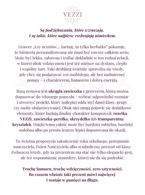 Zestaw biżuterii, Dzień Nauczyciela z możliwością grawerowania ZG00012Z00