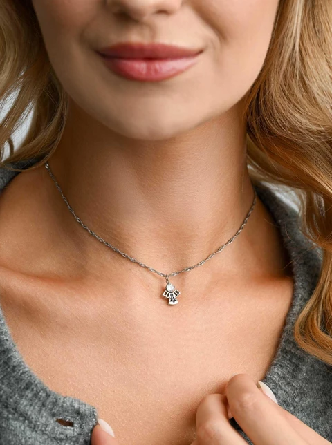 Naszyjnik Aniołek, kryształek, stal S316918S00