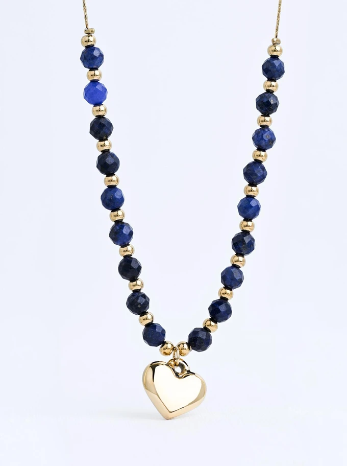 Naszyjnik serduszko, Lapis Lazuli, stal pozłacana S316140Z00