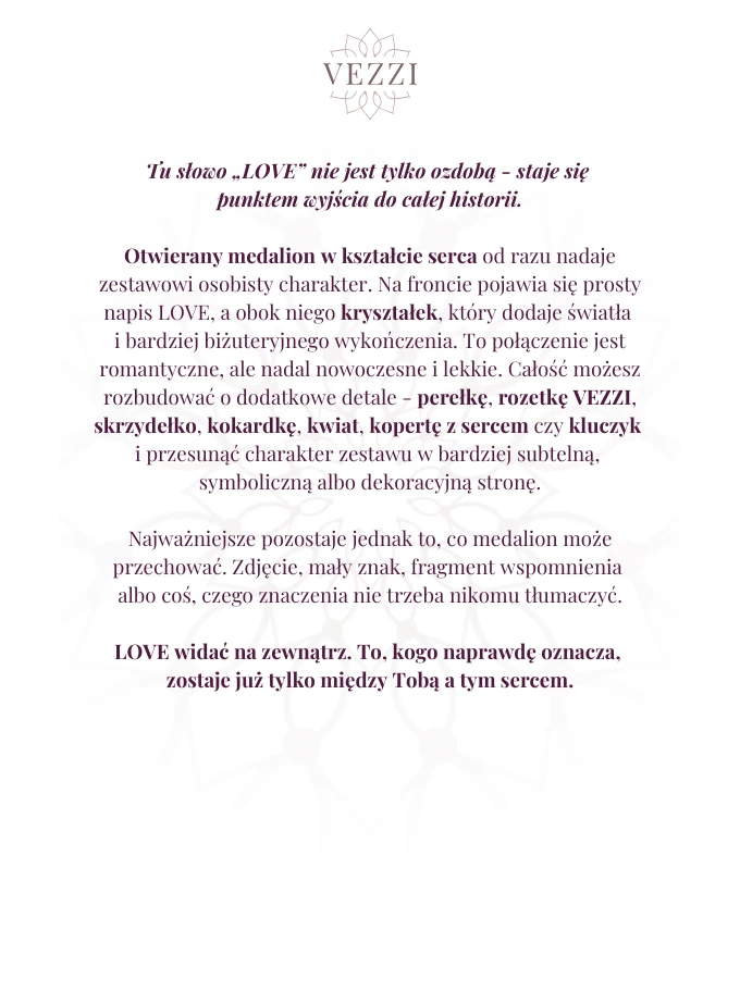 Zestaw biżuterii Heart Poetry z możliwością grawerowania ZG00075Z00