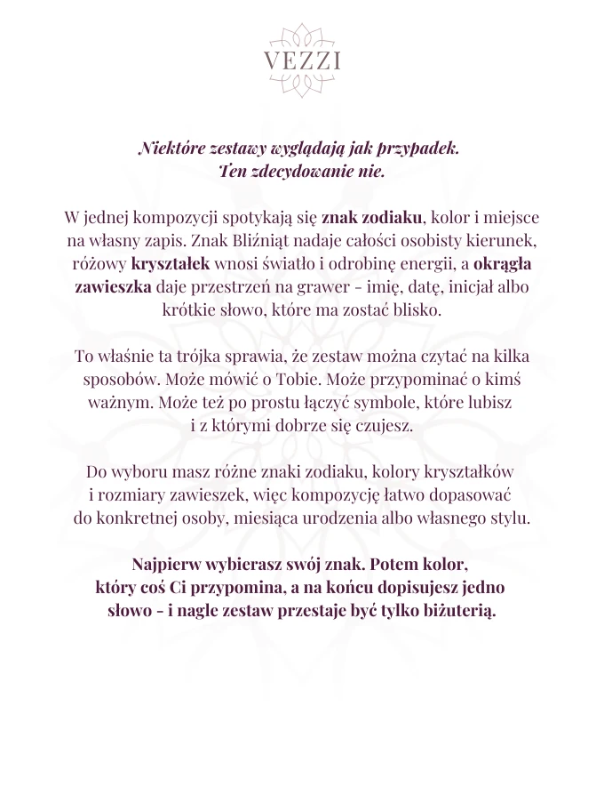 Zestaw biżuterii Zodiac Glow z możliwością personalizacji ZG00068Z00