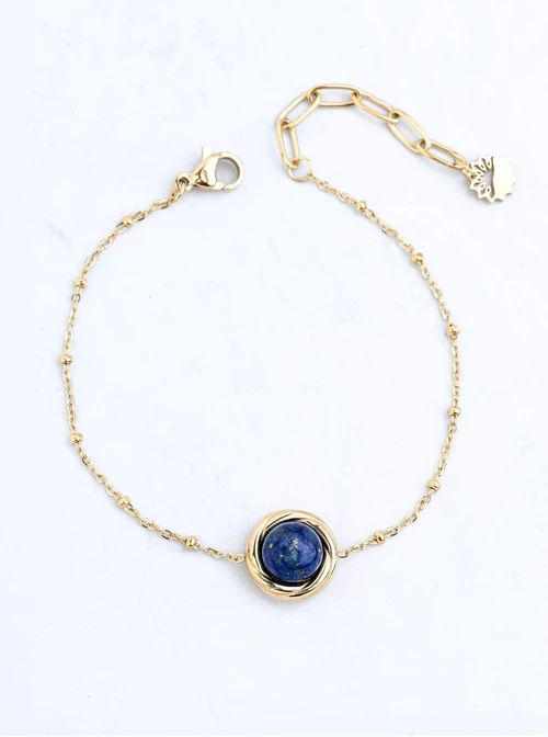Bransoletka Lapis Lazuli, stal pozłacana S116324Z00