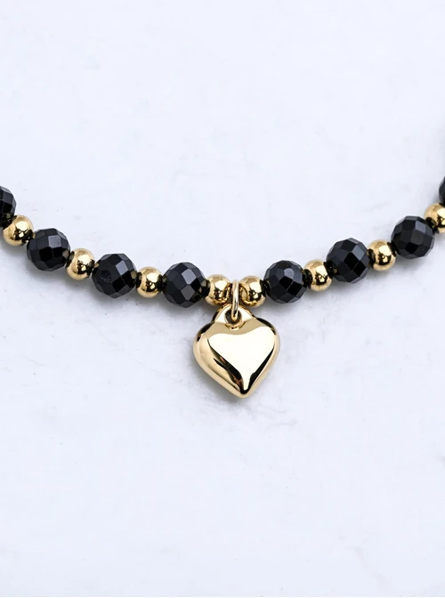 Bransoletka serduszko, Spinel, stal pozłacana S116154Z00
