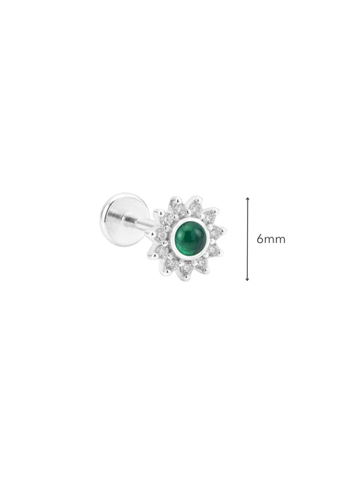 Kolczyk do piercingu labret, Jaspis, kryształki, stal ST15813S00