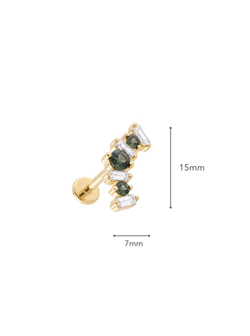 Kolczyk do piercingu labret, Jaspis, kryształki, stal pozłacana ST15748Z00