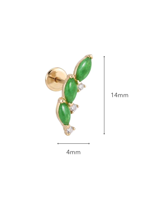 Kolczyk do piercingu labret, Jaspis, kryształki, stal pozłacana ST15820Z00