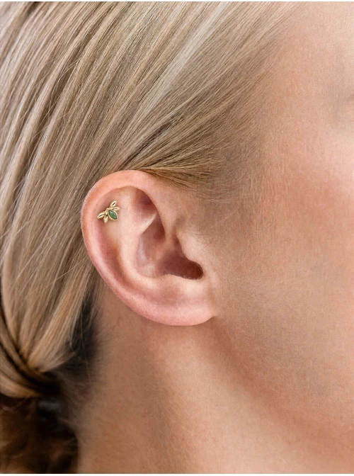 Kolczyk do piercingu labret, Jaspis, stal pozłacana ST15764Z00