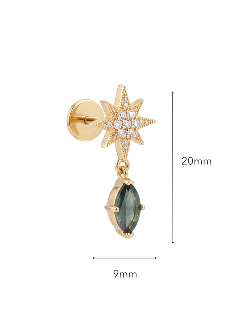 Kolczyk do piercingu labret, Jaspis, stal pozłacana ST15768Z00