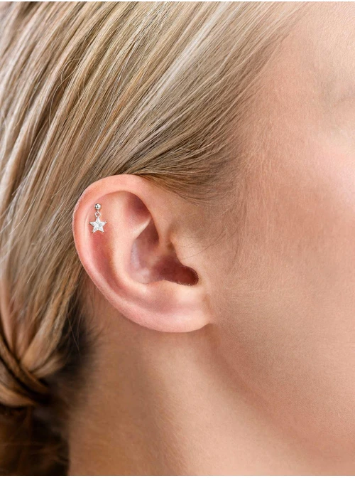 Kolczyk do piercingu labret, gwiazdka, stal ST15841S00