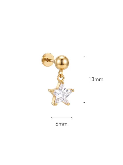 Kolczyk do piercingu labret, gwiazdka, stal pozłacana ST15840Z00