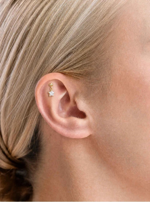 Kolczyk do piercingu labret, gwiazdka, stal pozłacana ST15840Z00