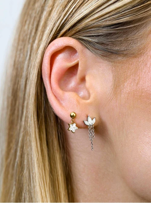 Kolczyk do piercingu labret, gwiazdka, stal pozłacana ST15840Z00