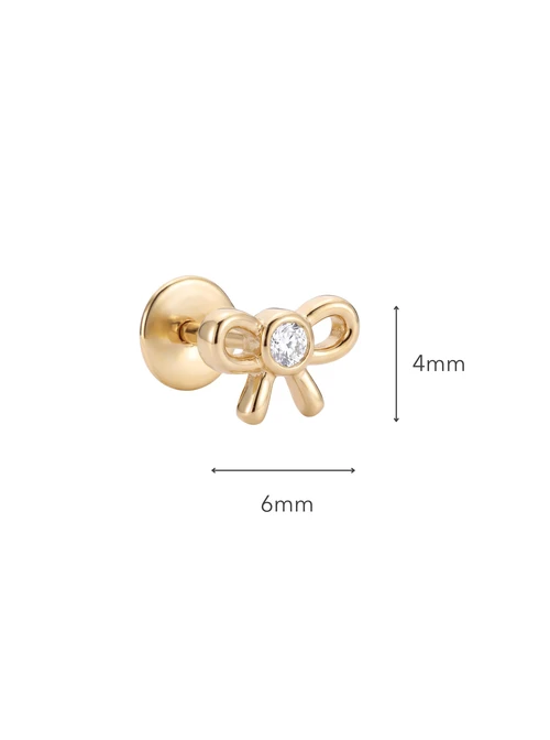 Kolczyk do piercingu labret, kokardka, stal pozłacana ST15966Z00