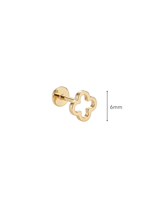 Kolczyk do piercingu labret, koniczynka, stal pozłacana ST15960Z00