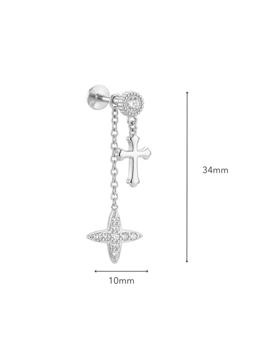 Kolczyk do piercingu labret, kryształki, stal ST15927S00