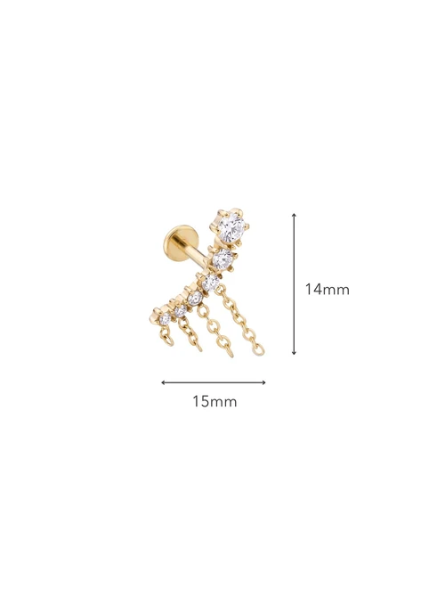 Kolczyk do piercingu labret, kryształki, stal pozłacana ST15890Z00