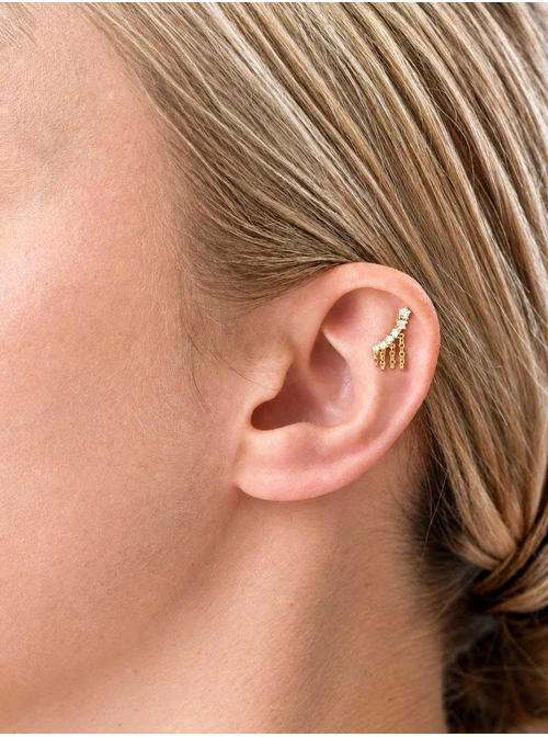 Kolczyk do piercingu labret, kryształki, stal pozłacana ST15890Z00