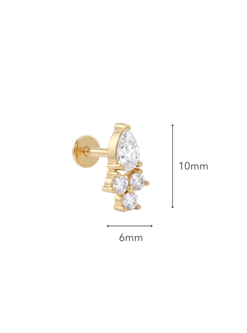 Kolczyk do piercingu labret, kryształki, stal pozłacana ST15920Z00