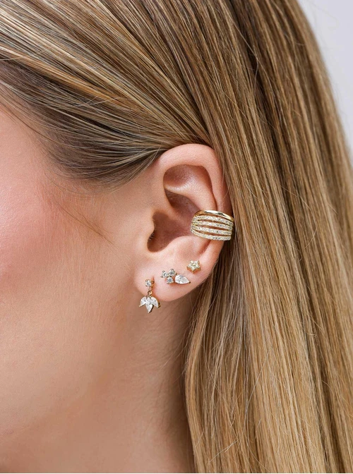 Kolczyk do piercingu labret, kryształki, stal pozłacana ST15920Z00