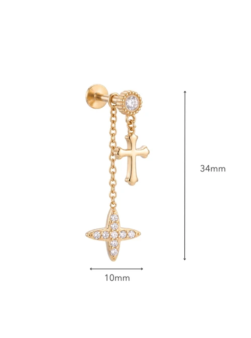 Kolczyk do piercingu labret, kryształki, stal pozłacana ST15926Z00