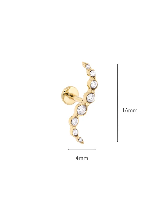 Kolczyk do piercingu labret, kryształki, stal pozłacana ST16020Z00