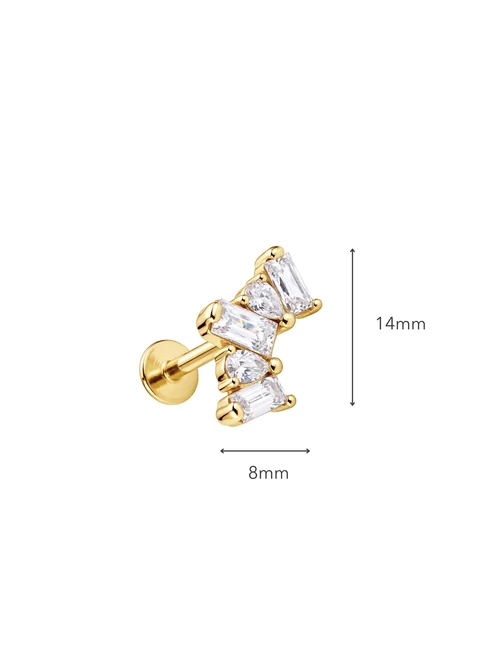Kolczyk do piercingu labret, kryształki, stal pozłacana ST16052Z00