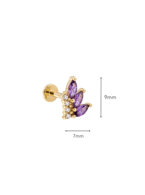 Kolczyk do piercingu labret, kryształki, stal pozłacana ST16092Z00