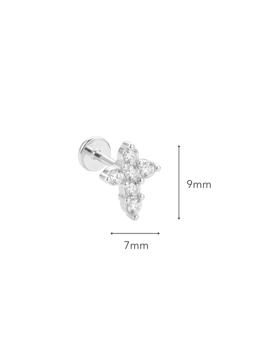 Kolczyk do piercingu labret, krzyżyk, kryształki, stal ST15923S00