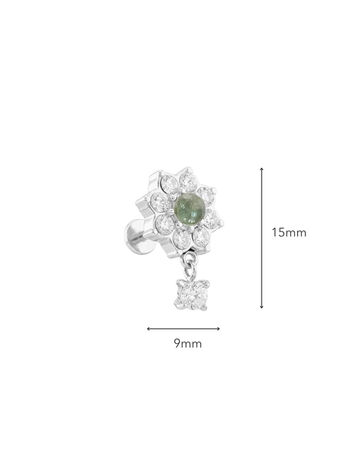 Kolczyk do piercingu labret, kwiatek, Jaspis, stal ST15743S00