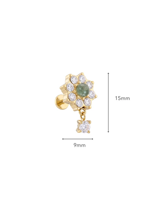 Kolczyk do piercingu labret, kwiatek, Jaspis, stal pozłacana ST15742Z00