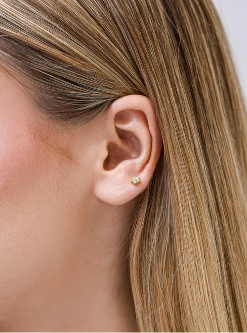 Kolczyk do piercingu labret, kwiatek, stal pozłacana ST15734Z00