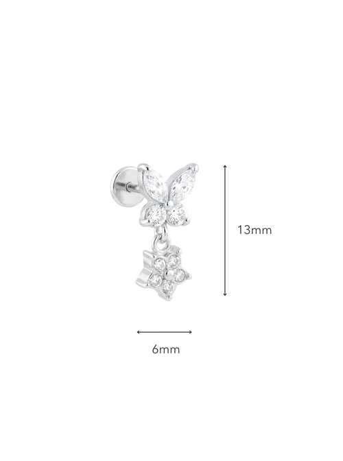 Kolczyk do piercingu labret, motylek, kwiatek, stal ST16017S00