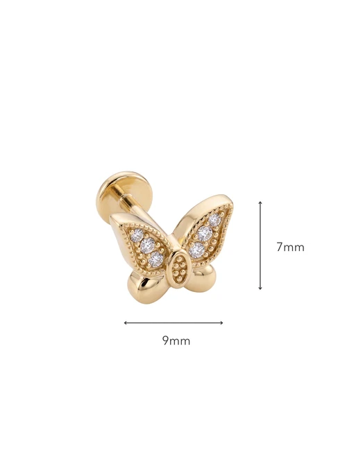 Kolczyk do piercingu labret, motylek, stal pozłacana ST15914Z00