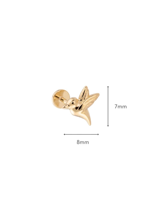 Kolczyk do piercingu labret, ptaszek, stal pozłacana ST15958Z00