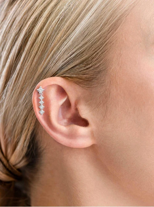Kolczyk do piercingu labret, wiszące kryształki, stal ST15941S00
