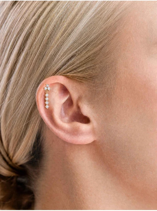 Kolczyk do piercingu labret, wiszące kryształki, stal pozłacana ST15940Z00