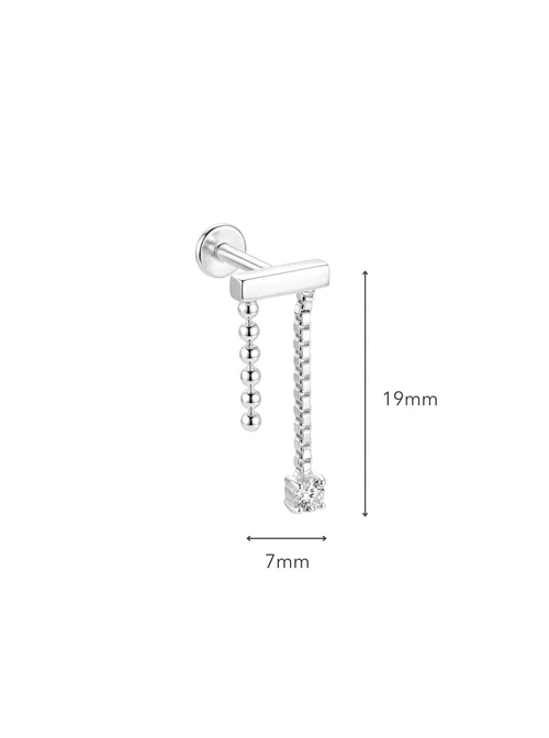 Kolczyk do piercingu labret, wiszący kryształek, stal ST15875S00