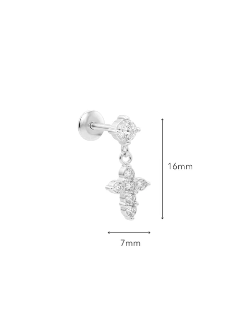 Kolczyk do piercingu labret, wiszący krzyżyk, stal ST15939S00