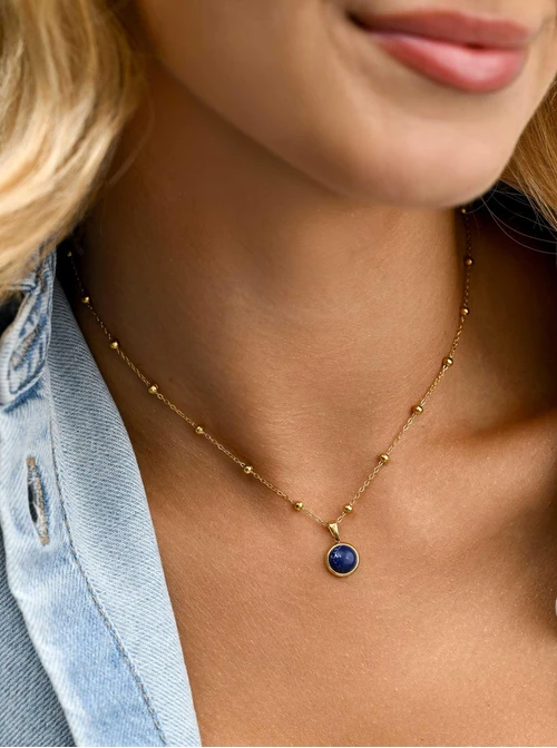 Naszyjnik Lapis Lazuli, stal pozłacana S316251Z00