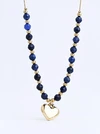 Naszyjnik serduszko, Lapis Lazuli, stal pozłacana S316140Z00