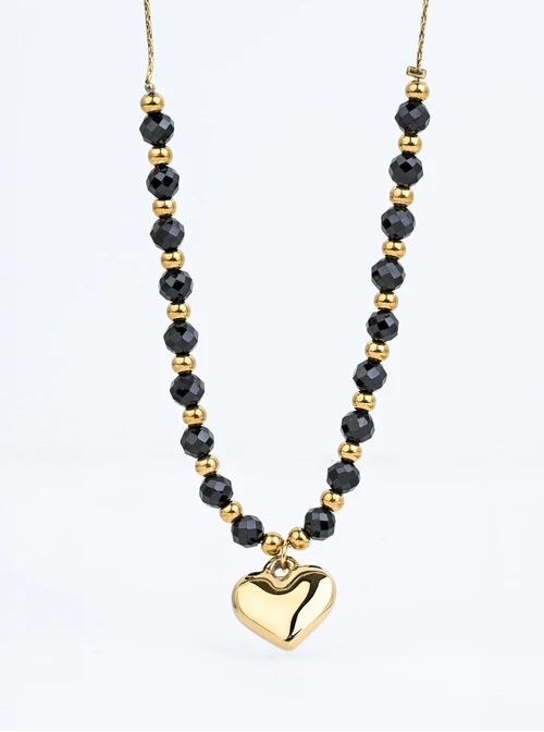 Naszyjnik serduszko, Spinel, stal pozłacana S316149Z00