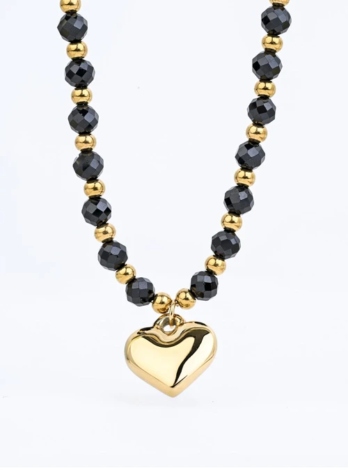 Naszyjnik serduszko, Spinel, stal pozłacana S316149Z00